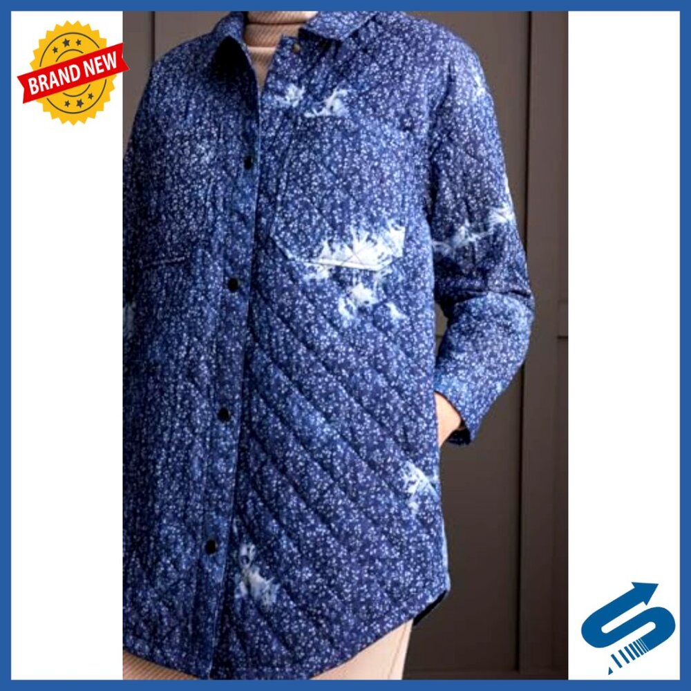 Quilted Button-Up Shacket with Patch Pockets, Lon… - image 3